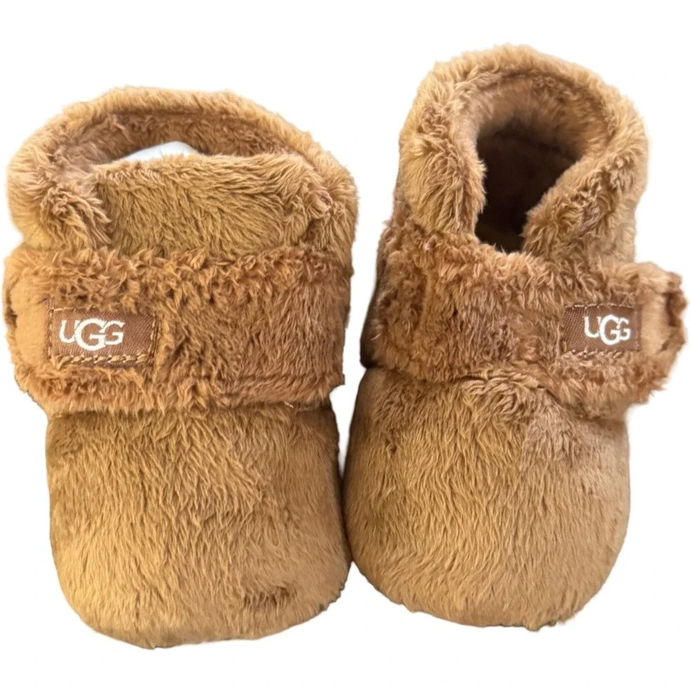 UGG‎ Bixbee Booties Infant Size 0/1 Chestnut Brown Faux Fur Soft Sole Shoes